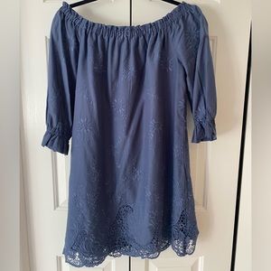 Abercrombie Off-the-Shoulder Lace Dress in Periwinkle